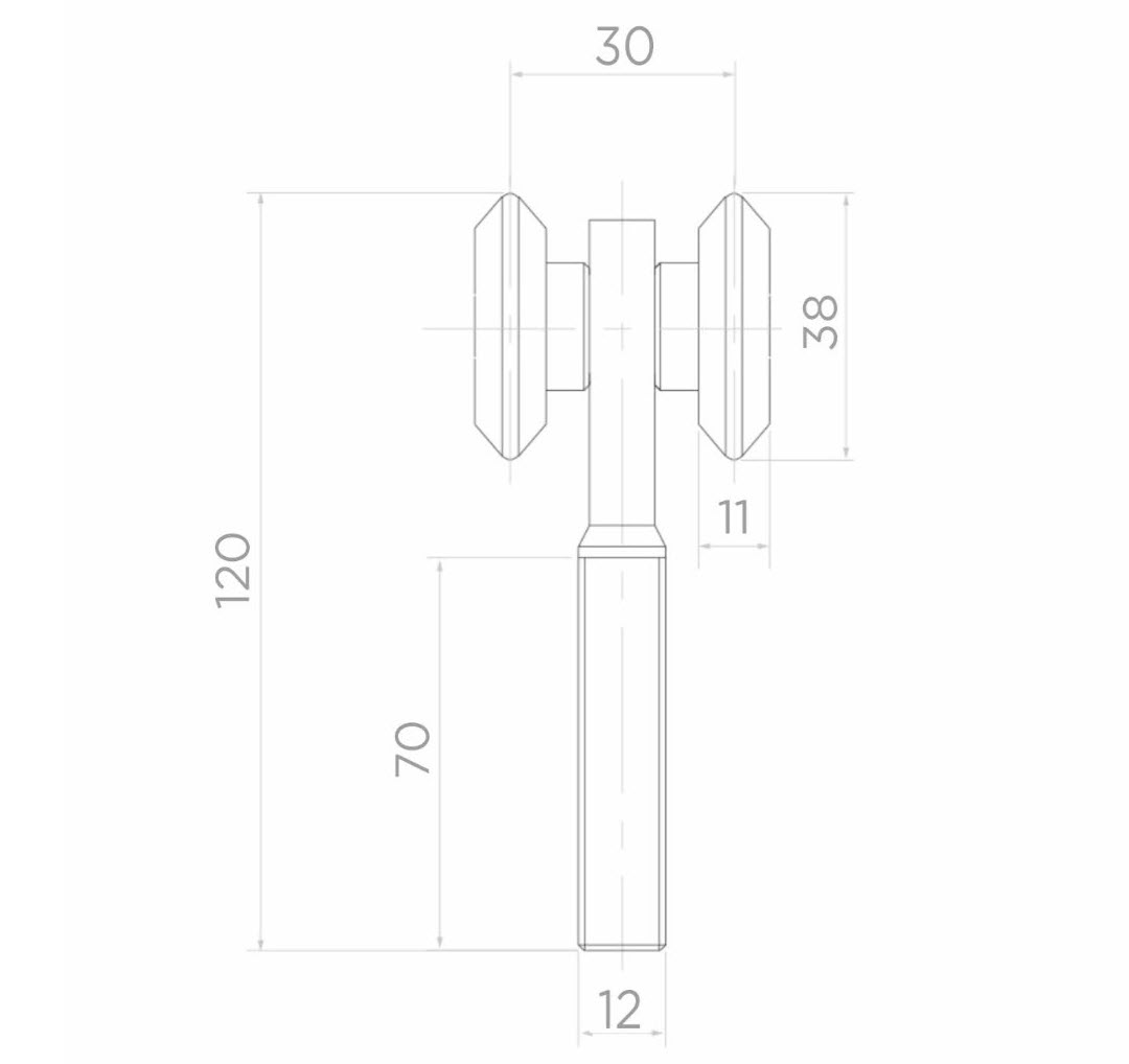 Liugukse rullik; 4 rattaga, diam. 38mm, kaalule max. 100kg, siinile 50*46mm, tsink - Pilt 2