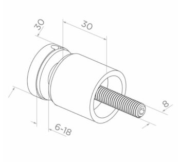 Punktkinnitus klaasile d=30mm; pikkus 30mm - Image 4