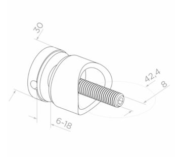 Punktkinnitus klaasile d=30mm; ümarale profiilile - Image 2