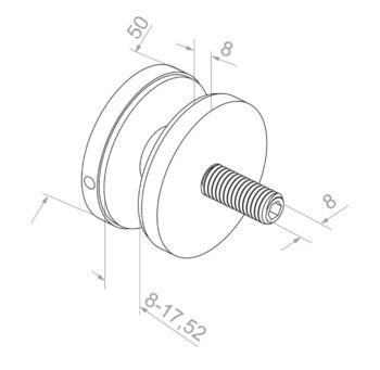 Punktkinnitus klaasile d=50mm; pikkus 15mm - Image 2