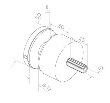 Punktkinnitus klaasile d=50mm; pikkus 30mm - Image 3