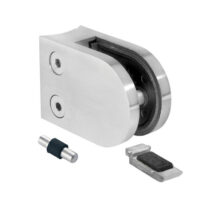 Klaasikinnitus 63D3 klaasile 8-12,76mm, kinnitus ümarale 42,2 profiilile, AISI 304, Satiin, tugiplaat