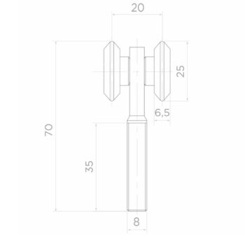 Liugukse rullik; 4 rattaga, diam. 25mm, kaalule max 50kg, siinile 35*32mm, tsink - Image 2