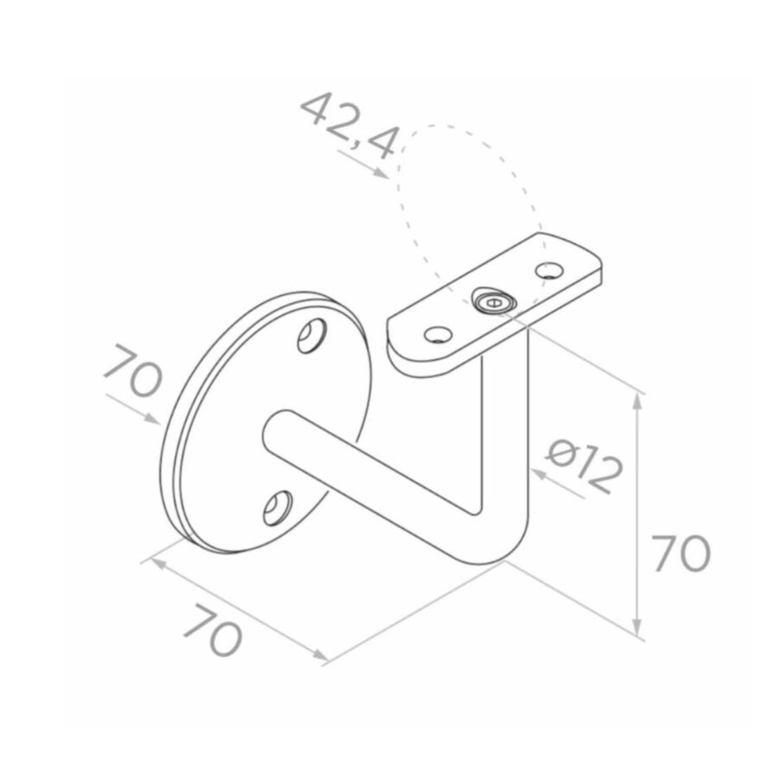 Käsipuu kandur seinale Ø42,4 mm