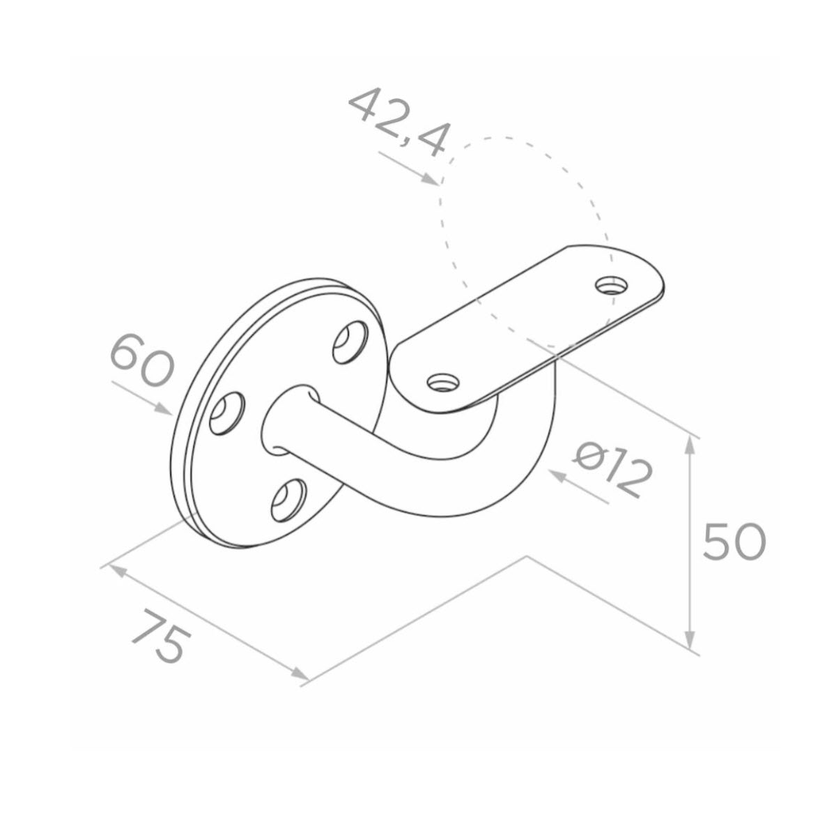 Käsipuu kandur 60 mm plaadiga
