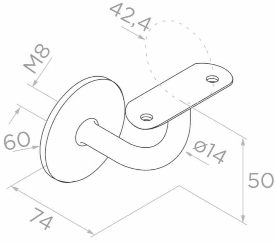 Käsipuu kandur 60 mm plaadiga