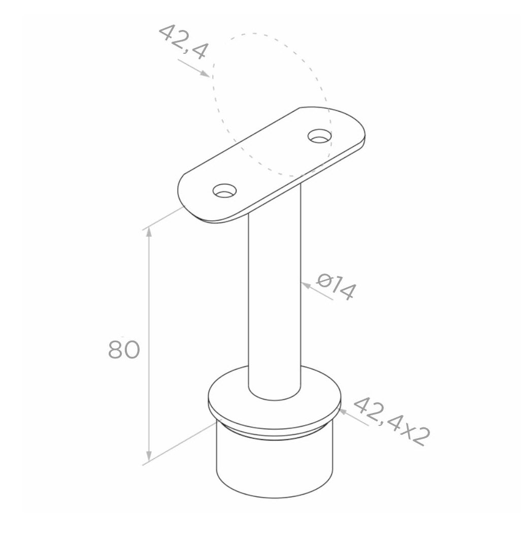 Poleeritud käsipuu kandur Ø42,4 mm