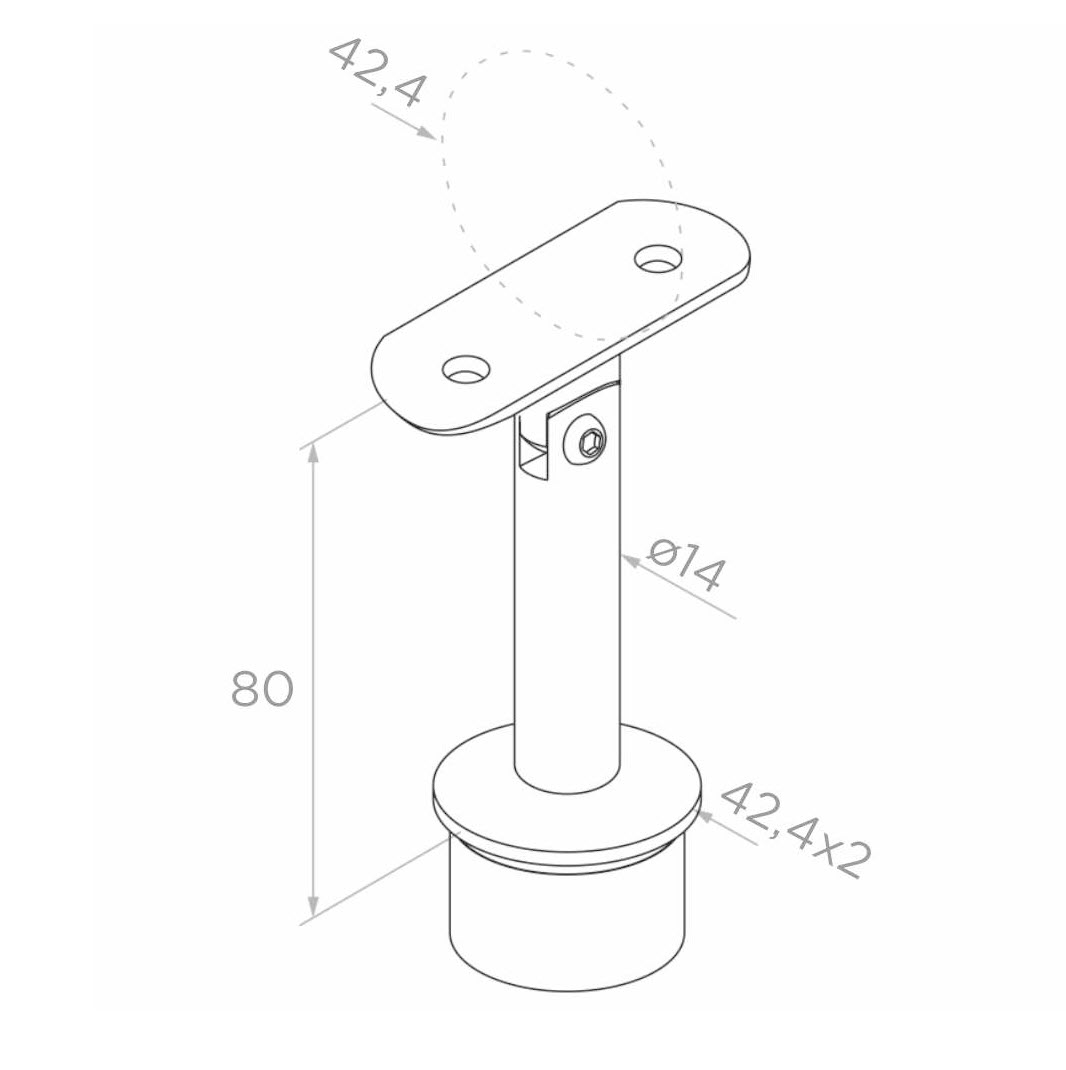 Reguleeritav käsipuu kandur Ø42,4 mm