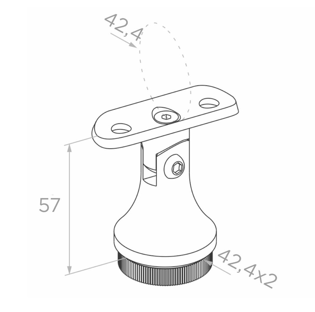 Reguleeritav käsipuu kandur Ø42,4 mm