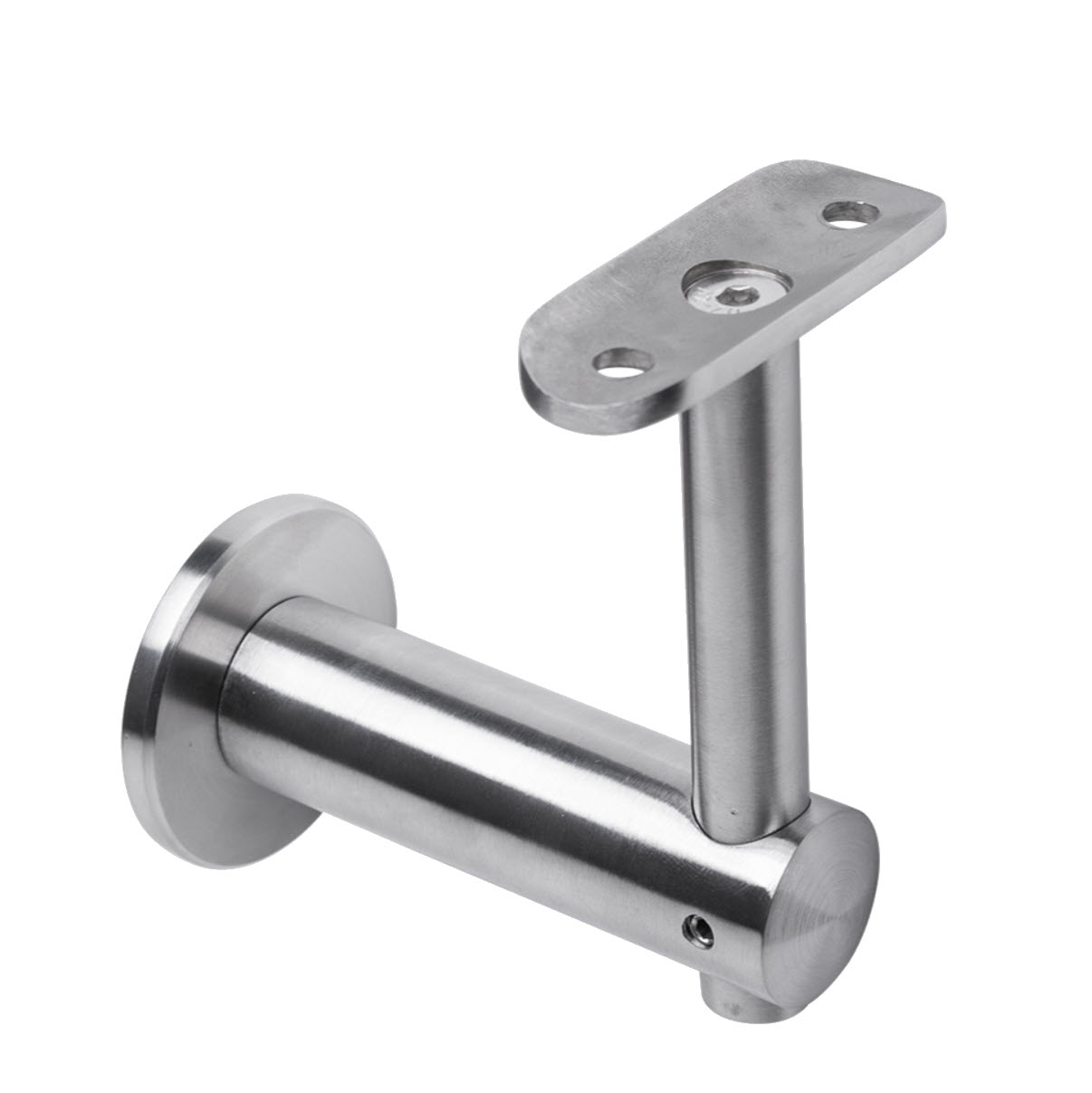 Käsipuu hoidja seinale, käsipuule 42,4mm, plaat 50mm, kaldenurk fikseeritud, kõrgus reguleeritav, roostevaba, AISI304, Satiin