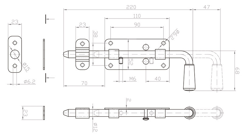 Ukseriiv 220 mm lai alus tsingitud teras väravale