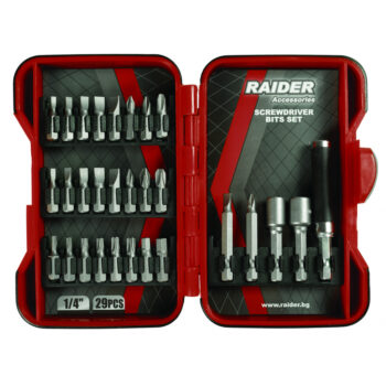 Raider kruvikeeraja otsikute komplekt 1/4″, 29 osa – Cr-V teras, karbis