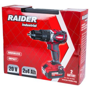 Raider Industrial harjadeta akutrell 20V, 62 Nm, 2×4Ah aku ja kohver – RDI-CDB01 - Image 8