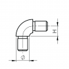 Nurgaühendus ümartorule 12*1,5mm, 90° nurk,  H=9mm, AISI 304, Satiin - Image 3