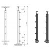 Roostevaba/puit (tamm) käsipuu/rõdupiirde ümarpost ankruplaadiga, H1100mm, 50mm, AISI304, Satiin - Image 2
