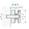 Punktkinnitus klaasile D=40mm; kinnitus kandilisele profiilile; klaasile 8-17,52mm, keere M10*45, AISI 304, Satiin - Image 2