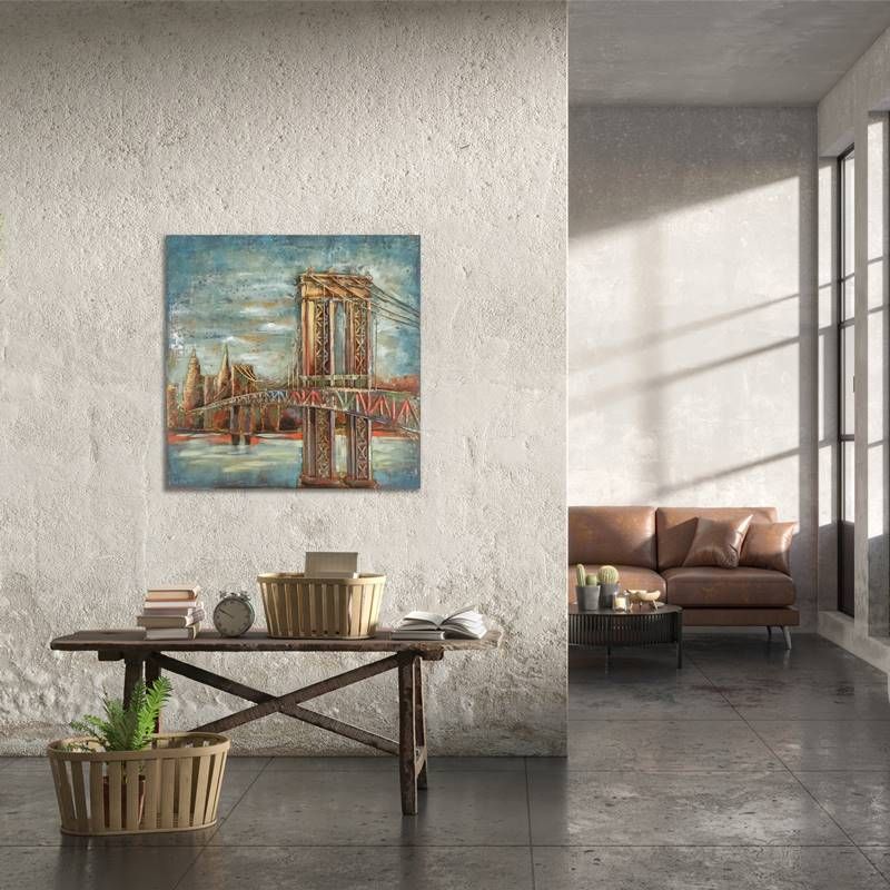 3D seinakunst Brooklyn Bridge taaskasutatud terasest