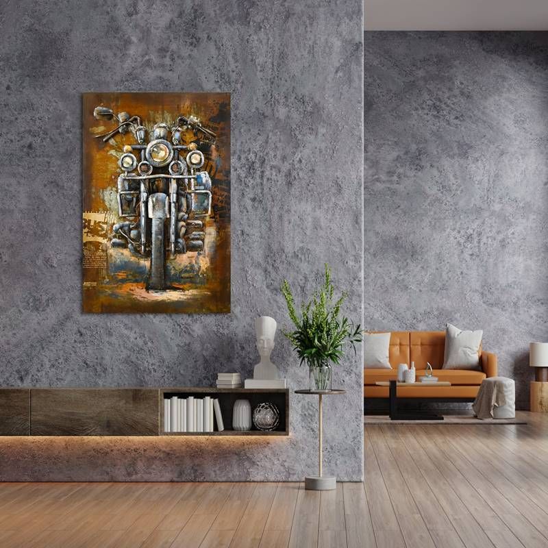 3D seinakunst Chopper 1 taaskasutatud terasest