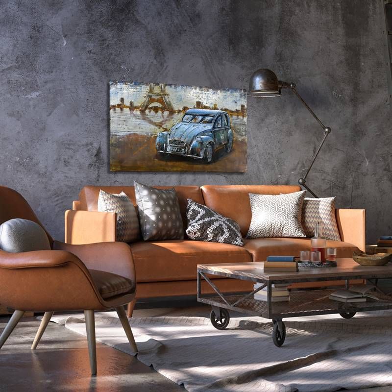 3D seinakunst Citroën 2CV taaskasutatud terasest