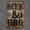Dekoratiivne metallist silt "BEER & BBQ" 200*300mm