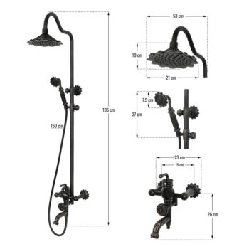 Dušisegisti FLOWER, messing, värvus - must satiin - Image 13