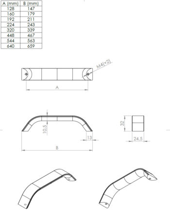 Kapi või sahtli käepide Scala pikkus 147mm kuni 659mm - Image 6