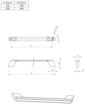 Kapi või sahtli käepide Wake pikkus 180mm kuni 340mm - Image 5