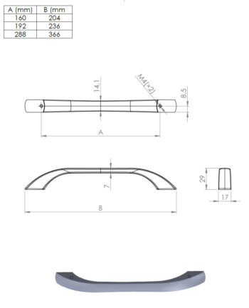 Kapi või sahtli käepide Asama pikkus 204mm kuni 245mm - Image 4