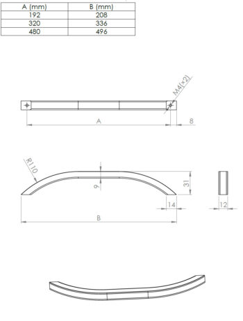 Kapi või sahtli käepide Bari pikkus 205mm kuni 494mm - Image 5