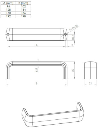 Kapi või sahtli käepide Oga pikkus 102mm kuni 198mm - Image 4