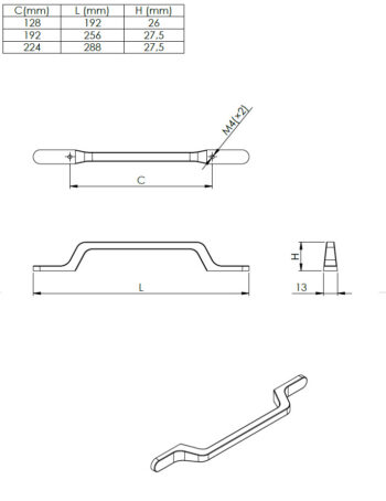 Kapi või sahtli käepide Mount pikkus 192mm kuni 288mm - Image 6