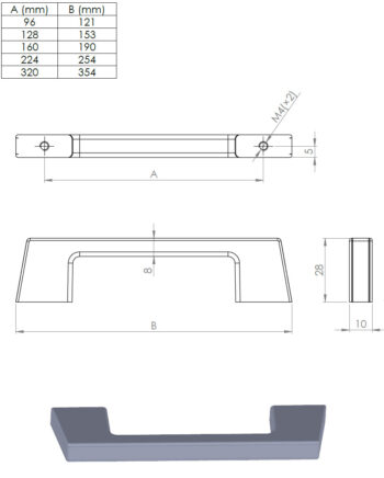 Kapi või sahtli käepide Enuca pikkus 143mm kuni 352mm - Image 5