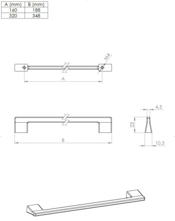 Kapi või sahtli käepide Foka pikkus 189mm kuni 349mm - Image 4