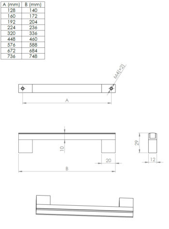 Kapi või sahtli käepide Verona pikkus 139mm kuni 459mm - Image 4