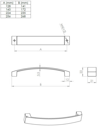 Kapi või sahtli käepide Luca, pikkus 141mm kuni 235mm - Image 5