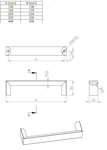 Kapi või sahtli käepide Lacata, pikkus 138mm kuni 458mm - Image 4