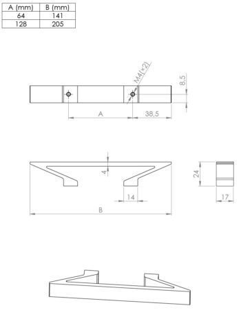 Kapi või sahtli käepide Bench, pikkus 141mm kuni 205mm - Image 7