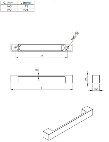 Kapi või sahtli käepide Sosa, pikkus 190mm kuni 225mm - Image 5