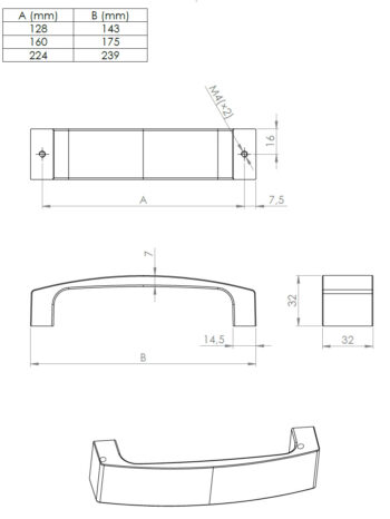 Kapi või sahtli käepide Towada, pikkus 143mm kuni 239mm - Image 4