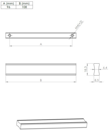 Kapi või sahtli käepide Wakano, pikkus 108mm - Image 5