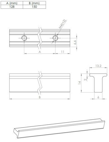 Kapi või sahtli käepide Likano, pikkus 150mm - Image 3