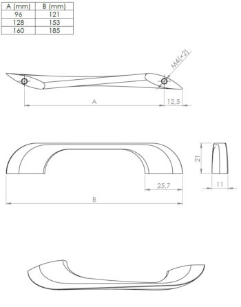 Kapi või sahtli käepide Besina, pikkus 121mm kuni 190mm - Image 2