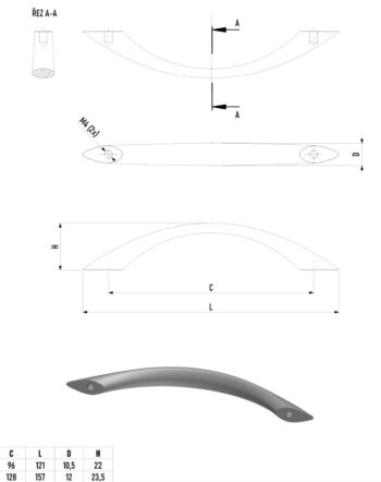 Kapi või sahtli käepide Piombina, pikkus 127mm ja 164mm - Image 5