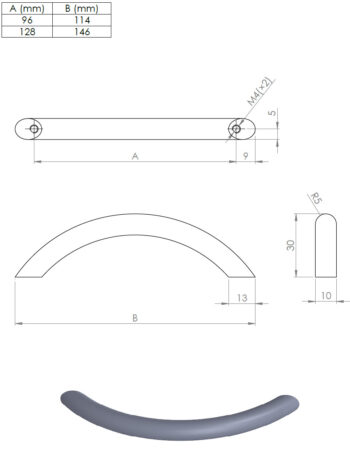 Kapi või sahtli käepide Beta, pikkus 110mm ja 160mm - Image 3