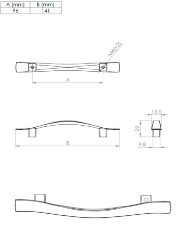 Kapi või sahtli käepide Luda, pikkus 140mm - Image 3