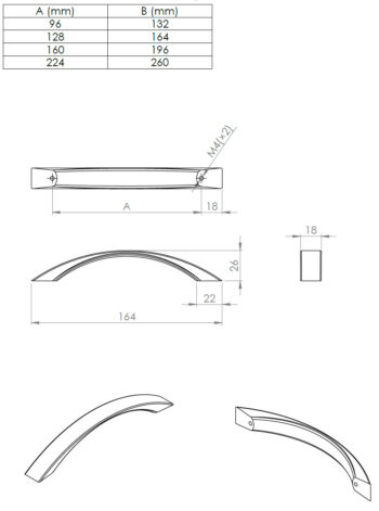 Kapi või sahtli käepide Pelena, pikkus 140mm kuni 257mm - Image 4