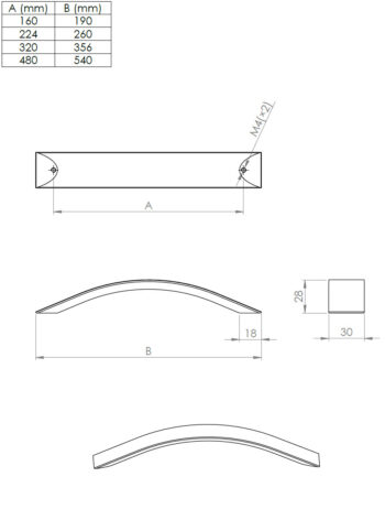 Kapi või sahtli käepide Vereca, pikkus 190mm kuni 356mm - Image 3