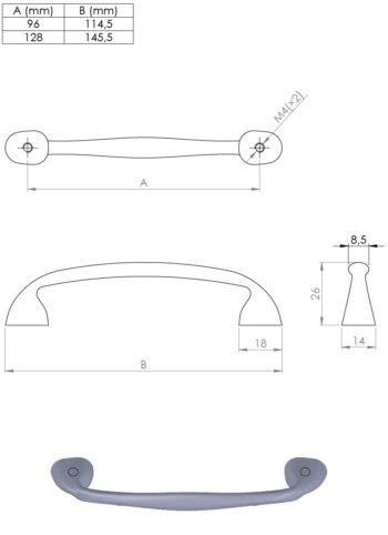 Kapi või sahtli käepide Uroso, pikkus 112mm ja 146mm - Image 4