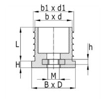 Keermega nelikant MK 50*50mm torule ; seinale 1,0-2,0mm; metall keere M10; kaalule 85kg, MUST