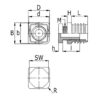 Keermega nelikant + jalg; PKJ 35*35mm, seinale 1,5-2,0mm; plastik keere M22 * 60mm; kaalile 300kg, RAL9005 (MUST) - Image 2